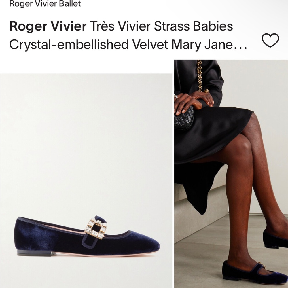 Roger Vivier Très Vivier Strass Crystal-embellished Velvet MaryJane Ballet Flats - Picture 13 of 14